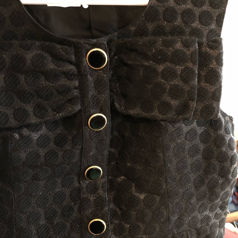 60s style brocade bow dress w buttons mod femme girly metallic cocktail french - Picture 4 of 5
